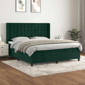 vidaXL Boxspring met matras fluweel donkergroen 180x200 cm