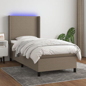 vidaXL Boxspring met matras en LED stof taupe 100x200 cm