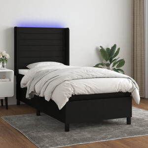vidaXL Boxspring met matras en LED stof zwart 80x200 cm