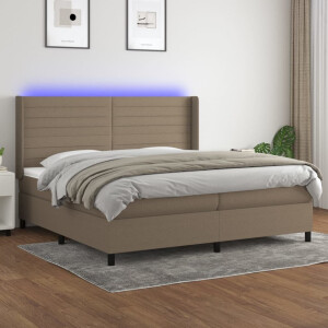 vidaXL Boxspring met matras en LED stof taupe 200x200 cm