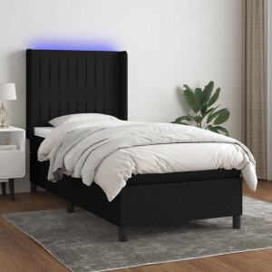 vidaXL Boxspring met matras en LED stof zwart 80x200 cm