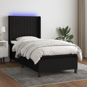 vidaXL Boxspring met matras en LED stof zwart 90x190 cm