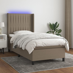 vidaXL Boxspring met matras en LED stof taupe 100x200 cm