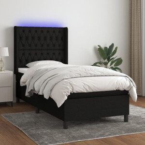 vidaXL Boxspring met matras en LED stof zwart 80x200 cm