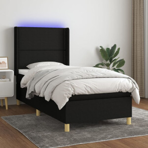 vidaXL Boxspring met matras en LED stof zwart 80x200 cm
