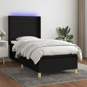 vidaXL Boxspring met matras en LED stof zwart 80x200 cm