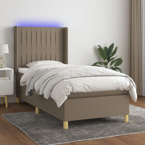 vidaXL Boxspring met matras en LED stof taupe 90x190 cm