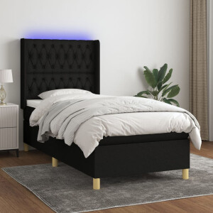 vidaXL Boxspring met matras en LED stof zwart 80x200 cm