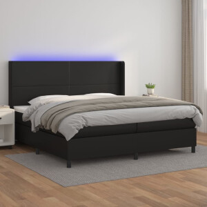 vidaXL Boxspring met matras en LED kunstleer zwart 200x200 cm