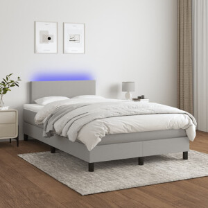 vidaXL Boxspring met matras en LED stof lichtgrijs 120x200 cm