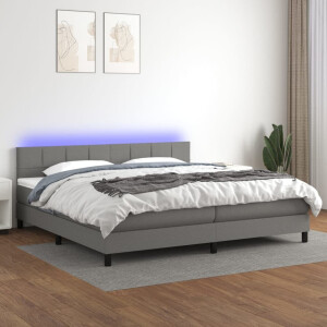 vidaXL Boxspring met matras en LED stof donkergrijs 200x200 cm