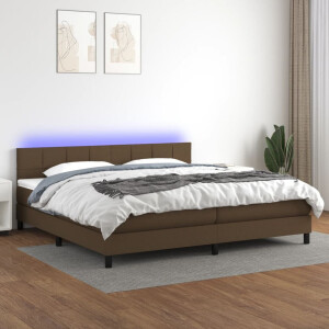 vidaXL Boxspring met matras en LED stof donkerbruin 200x200 cm