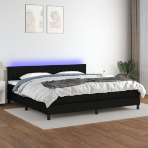vidaXL Boxspring met matras en LED stof zwart 200x200 cm