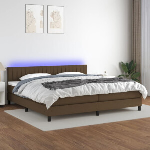 vidaXL Boxspring met matras en LED stof donkerbruin 200x200 cm