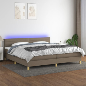 vidaXL Boxspring met matras en LED stof taupe 200x200 cm