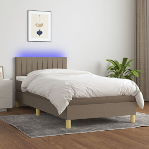 vidaXL Boxspring met matras en LED stof taupe 90x190 cm