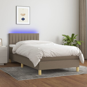 vidaXL Boxspring met matras en LED stof taupe 100x200 cm