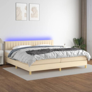 vidaXL Boxspring met matras en LED stof crèmekleurig 200x200 cm