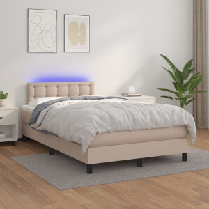 vidaXL Boxspring met matras en LED kunstleer cappuccinokleur 120x200cm