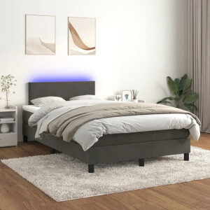 vidaXL Boxspring met matras en LED fluweel donkergrijs 120x200 cm