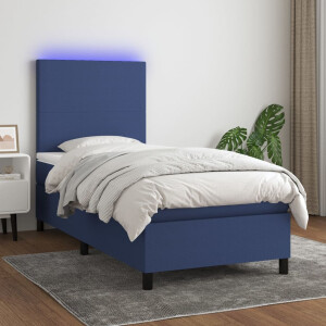 vidaXL Boxspring met matras en LED stof blauw 80x200 cm