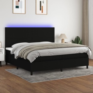 vidaXL Boxspring met matras en LED stof zwart 200x200 cm