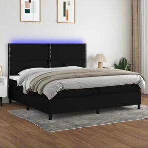 vidaXL Boxspring met matras en LED stof zwart 200x200 cm