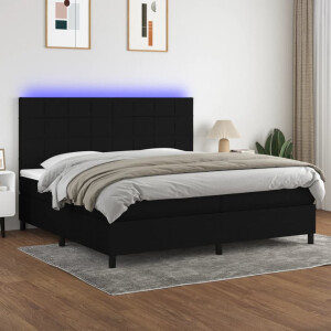 vidaXL Boxspring met matras en LED stof zwart 200x200 cm