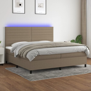 vidaXL Boxspring met matras en LED stof taupe 200x200 cm