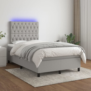 vidaXL Boxspring met matras en LED stof lichtgrijs 120x200 cm
