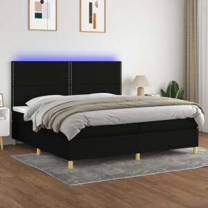 vidaXL Boxspring met matras en LED stof zwart 200x200 cm