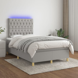vidaXL Boxspring met matras en LED stof lichtgrijs 120x200 cm