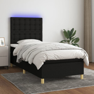 vidaXL Boxspring met matras en LED stof zwart 100x200 cm