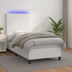 vidaXL Boxspring met matras en LED kunstleer wit 80x200 cm