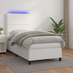 vidaXL Boxspring met matras en LED kunstleer wit 80x200 cm