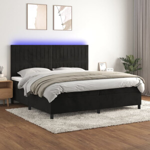 vidaXL Boxspring met matras en LED fluweel zwart 200x200 cm
