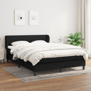 vidaXL Boxspring met matras stof zwart 140x200 cm