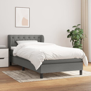 vidaXL Boxspring met matras stof donkergrijs 80x200 cm