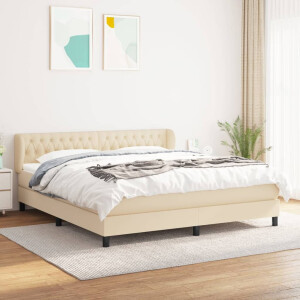 vidaXL Boxspring met matras stof crèmekleurig 180x200 cm