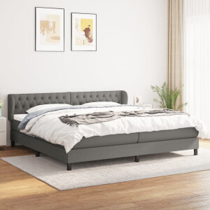 vidaXL Boxspring met matras stof donkergrijs 200x200 cm