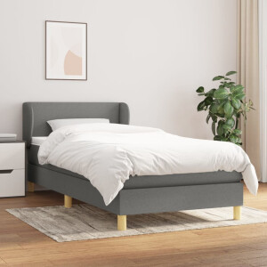 vidaXL Boxspring met matras stof donkergrijs 100x200 cm