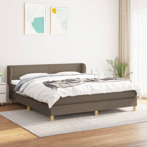 vidaXL Boxspring met matras stof taupe 160x200 cm