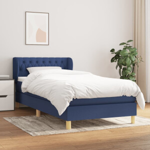 vidaXL Boxspring met matras stof blauw 90x190 cm