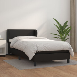 vidaXL Boxspring met matras kunstleer zwart 100x200 cm