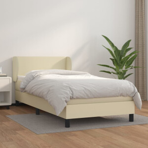 vidaXL Boxspring met matras kunstleer crèmekleurig 100x200 cm