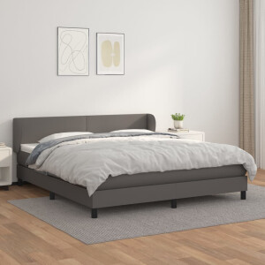 vidaXL Boxspring met matras kunstleer grijs 180x200 cm