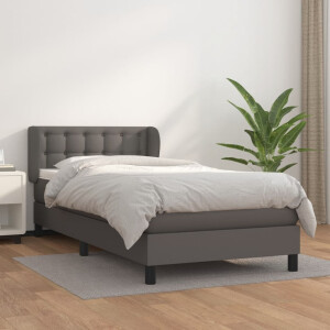 vidaXL Boxspring met matras kunstleer grijs 90x190 cm