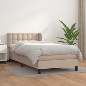 vidaXL Boxspring met matras kunstleer cappuccinokleurig 90x200 cm