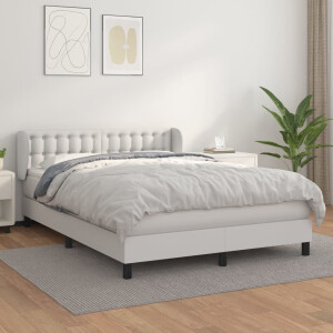 vidaXL Boxspring met matras kunstleer wit 140x190 cm