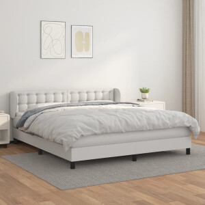 vidaXL Boxspring met matras kunstleer wit 160x200 cm